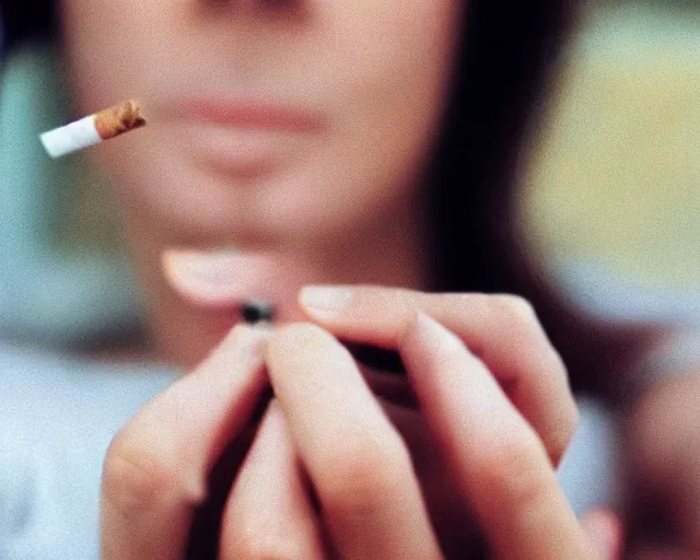 Image similar to a lomographic photo of woman hand with cigarette