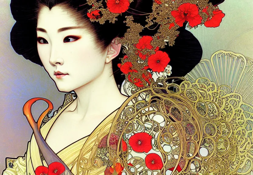 realistic detailed face portrait of a divine geisha | Stable Diffusion ...