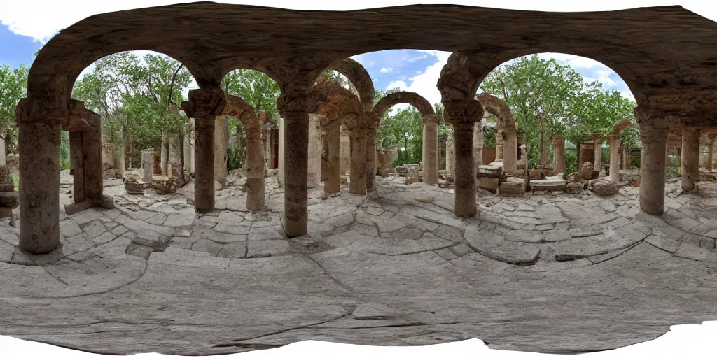 Image similar to Equirectangular projection of a 360 view inside a byzantine temple