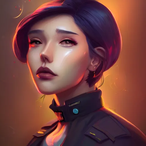 Image similar to a portrait of a beautiful cop, art by lois van baarle and loish and ross tran and rossdraws and sam yang and samdoesarts and artgerm and saruei, digital art, highly detailed, intricate, sharp focus, Trending on Artstation HQ, deviantart, unreal engine 5, 4K UHD image