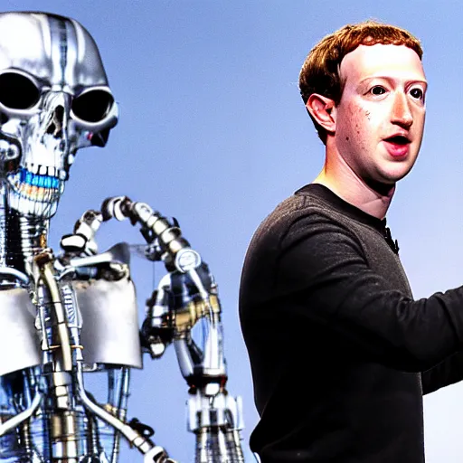 Prompt: Mark Zuckerberg as a cyborg in The Terminator