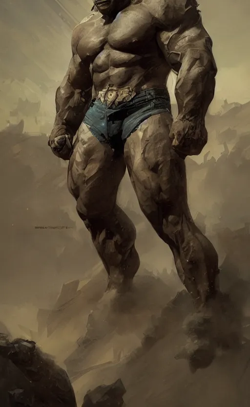 Image similar to rocksteady, rhino, mutant, rugged, handsome, male, atmospheric lighting, amazing, full body, thighs, armpit, muscular, intricate, highly detailed, digital painting, deviantart, concept art, sharp focus, illustration, art by greg rutkowski and alphonse mucha