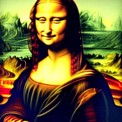 Prompt: mona lisa. crayon.