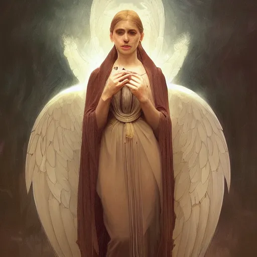 Image similar to portrait of the angel of death, intricate, elegant, highly detailed, digital painting, artstation, concept art, smooth, sharp focus, illustration, art by artgerm and greg rutkowski and alphonse mucha and william - adolphe bouguereau