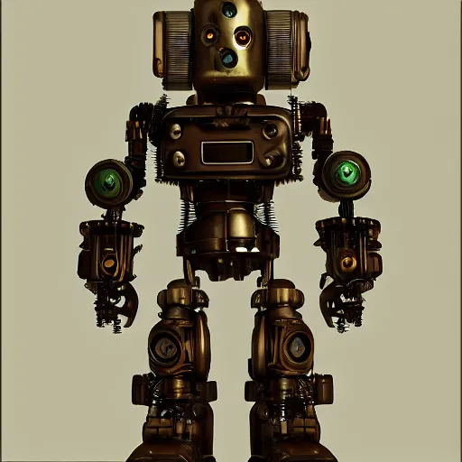 Prompt: Steampunk robot, detailed, photorealistic, unreal engine, studio lighting