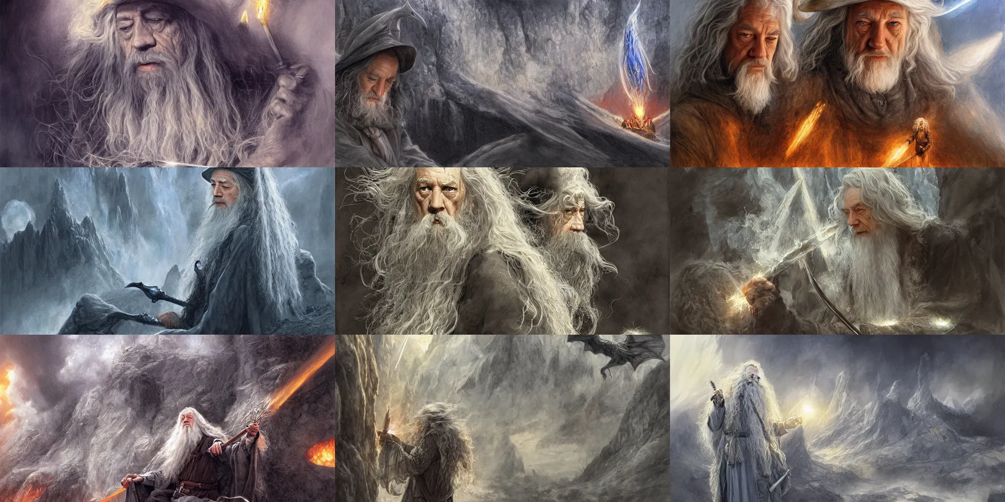 Prompt: gandalf inside a jet of dragonfire, by alan lee, intricate, detailed, wide angle, digital painting, artstation