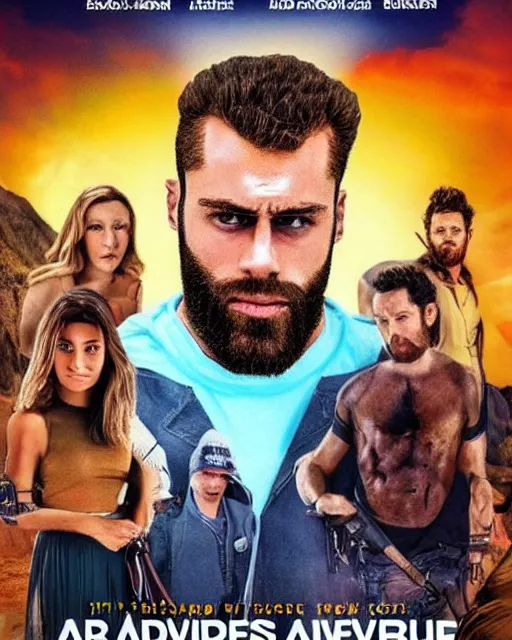 Prompt: a movie about the adventures of Gigachad, movie poster