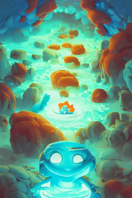 Image similar to smurf ghost creature animal sushi cristal very big eye roots cactus elemental flush of force nature micro world fluo fishscale, behance hd by jesper ejsing, by rhads, makoto shinkai and lois van baarle, ilya kuvshinov, rossdraws radiating a glowing aura global illumination ray tracing hdr