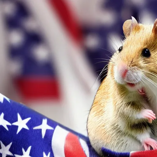 Image similar to a hamster as the president of the united states