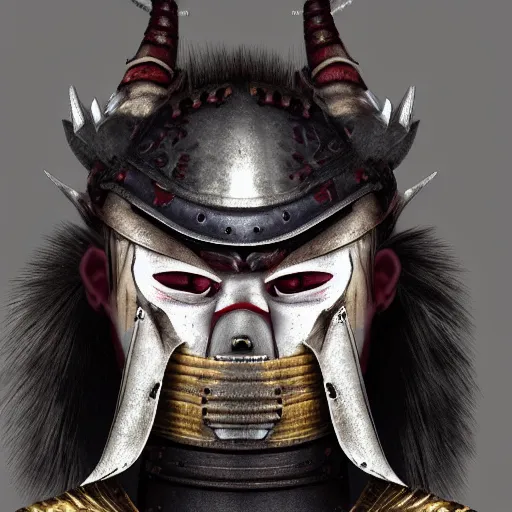 Image similar to highly detailed portrait of samurai warrior with oni demon mask armour