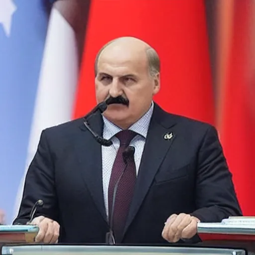Image similar to Alexander Lukashenko as a supervillain, holding earth in his hands