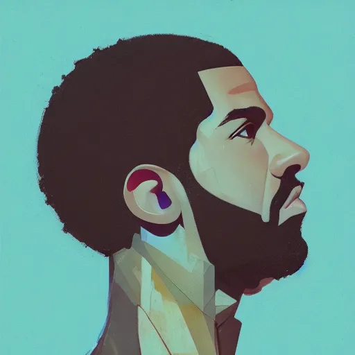 Image similar to Drake profile picture by Greg Rutkowski, asymmetrical, Organic Painting , Matte Painting, geometric shapes, hard edges, street art, trending on the artstation:2 by Sachin Teng:4