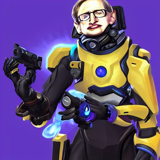 Prompt: stephen hawking overwatch hero concept character, trending on artstation