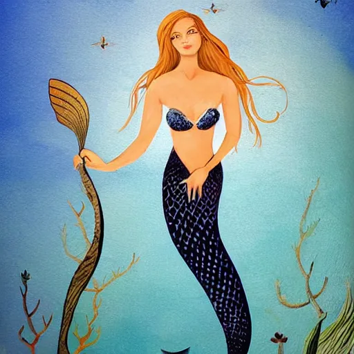 Image similar to beautiful mermaid, in the style of richard harper