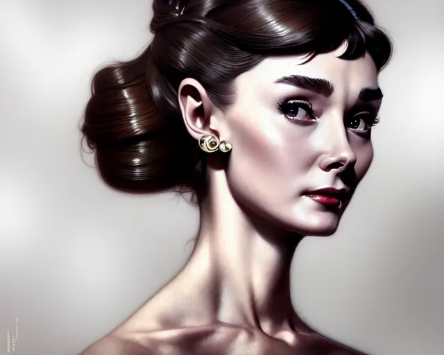 Image similar to photography of audrey hepburn, deep focus,, intricate, elegant, highly detailed, digital painting, artstation, concept art, matte, sharp focus, illustration, art by artgerm and greg rutkowski and alphonse mucha