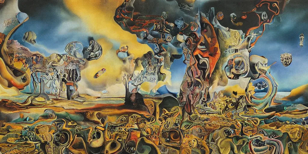 Prompt: the world between death and life, surrealistic detailed painting, by damien gilley and salvador dali