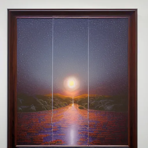 Prompt: a gust of night pushed its way in the door by jeffrey smith, oil on canvas