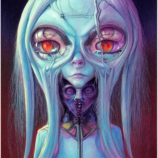 Prompt: original jean giraud art painting pastel goth aesthetic, creepy kawaii, highly detailed, rossdraws