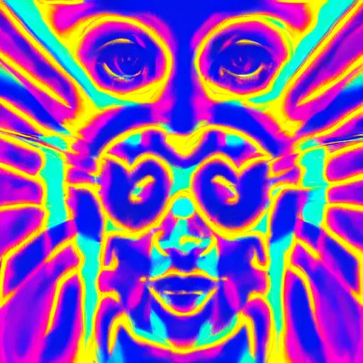 Image similar to silhouette of man, facing a bright blue evil spirit, psychedelic, 8K digital art, award winning