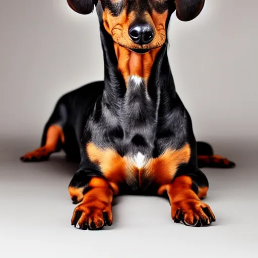 Image similar to realistic photo of a dachshund with enormous ears, studio lighting