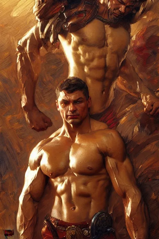 Image similar to muscular viktor orban, highly detailed painting by gaston bussiere, craig mullins, j. c. leyendecker 8 k