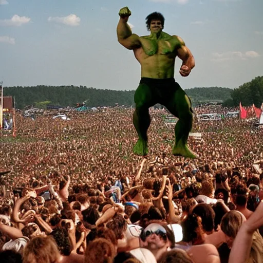 Image similar to hulk performing at woodstock