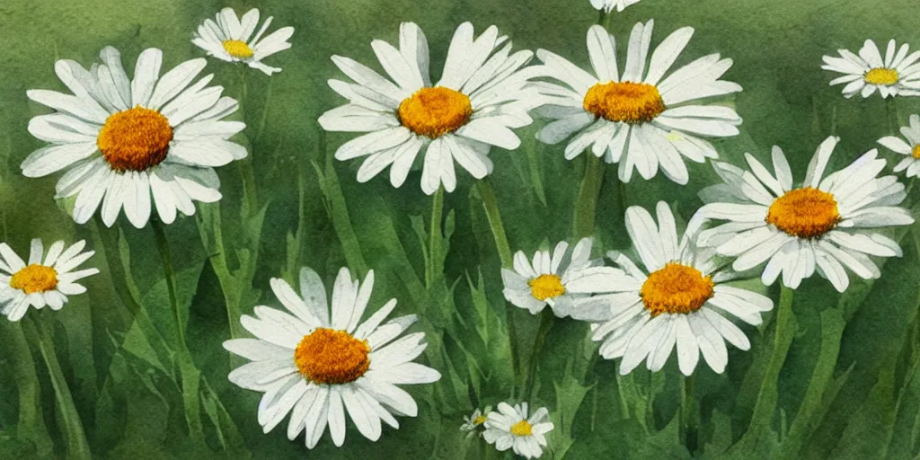 Image similar to oxeye daisy, watercolor, artstation, realistic