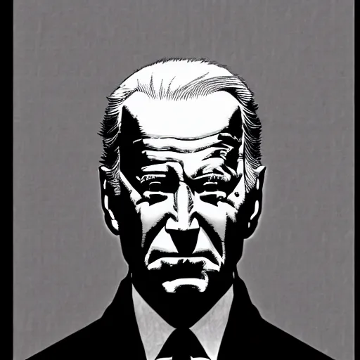 Image similar to Joe Biden looking sinister, by Tsutomu Nihei, highly detailed