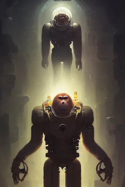 Image similar to large space ape cyborg by anna podedworna, bayard wu, greg rutkowski