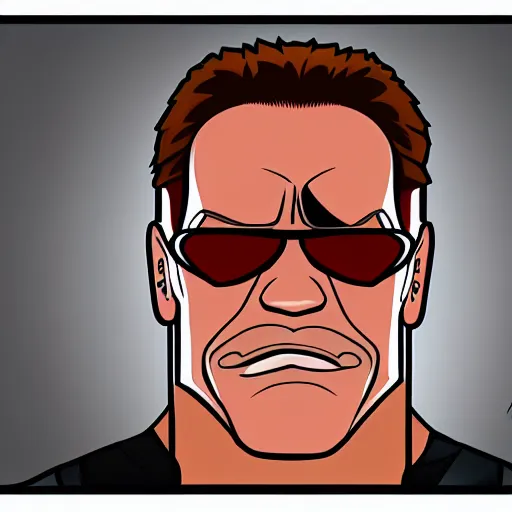 Image similar to arnold schwarzenegger as a cartoon animal, the terminator, animation, myazaki, high quality, hd, 4 k