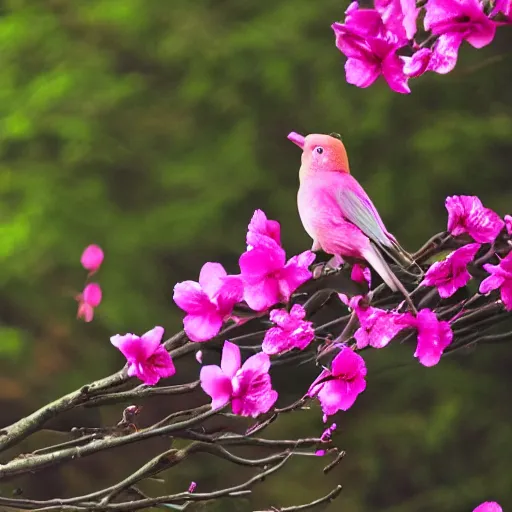 Image similar to pink bird cinematography