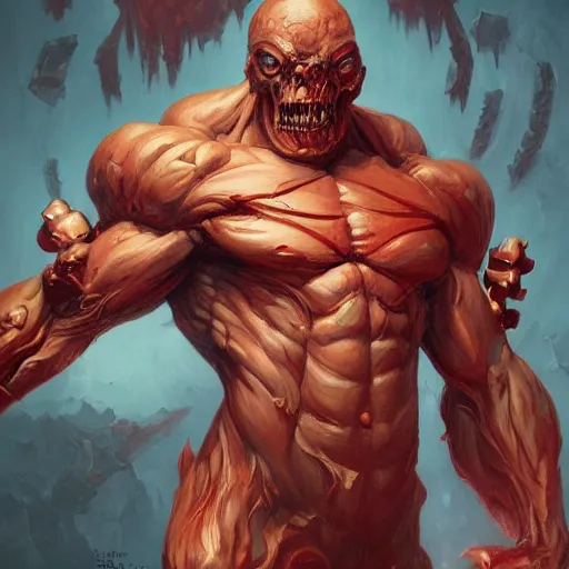 Image similar to doom, muscular male undead cyborg, muscle, fungus, painted by stanley lau, painted by greg rutkowski, painted by stanley, artgerm, masterpiece, digital art, trending on arts