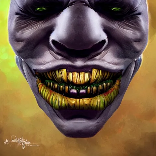 Image similar to the riddler wearing the dark knight mask, snarling teeth, digital painting, amazing detail, art station, cgsociety