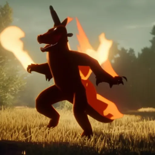 Image similar to Film still of Charizard, from Red Dead Redemption 2 (2018 video game)