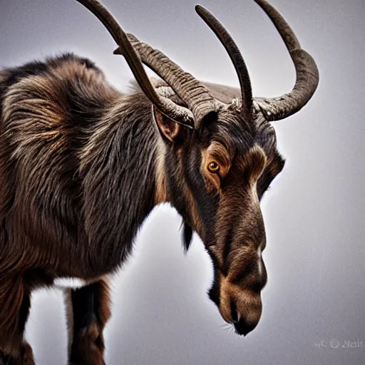 Prompt: moose - goat - hybrid, animal photography