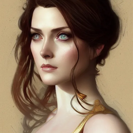 Image similar to beautiful young alexandra breckenridge, closeup, d & d, fantasy, intricate, elegant, highly detailed, digital painting, artstation, concept art, matte, sharp focus, illustration, art by artgerm and greg rutkowski and alphonse mucha