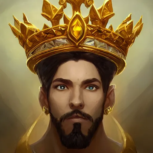 Image similar to a golden majestic crown with gemstone carved into it, floating crown, yellow magic theme, bright art masterpiece artstation. 8 k, sharp high quality artwork in style of jose daniel cabrera pena and greg rutkowski, concept art by tooth wu, blizzard warcraft artwork, hearthstone card game artwork, the crown