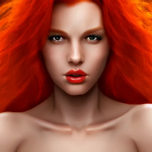 Image similar to a stunning upper body portrait of a beautiful woman, her hair is red hot fire, by marvel comics, digital art, trending on artstation