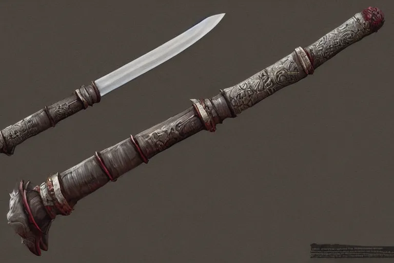 Prompt: haunted saber sword, one object, closetup, artstation, intricate