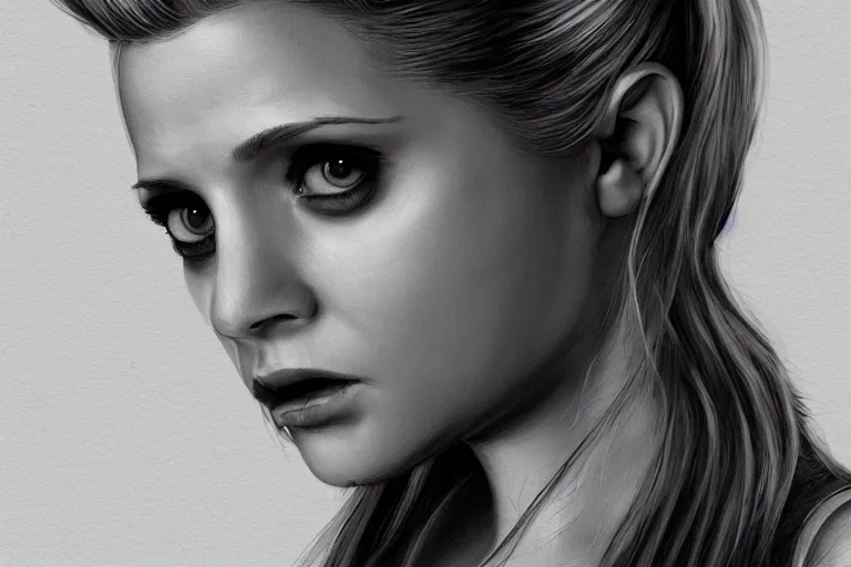 Prompt: Buffy Summers as a vampire, dramatic lighting, hyper-realistic, extremely high detail, trending on artstation