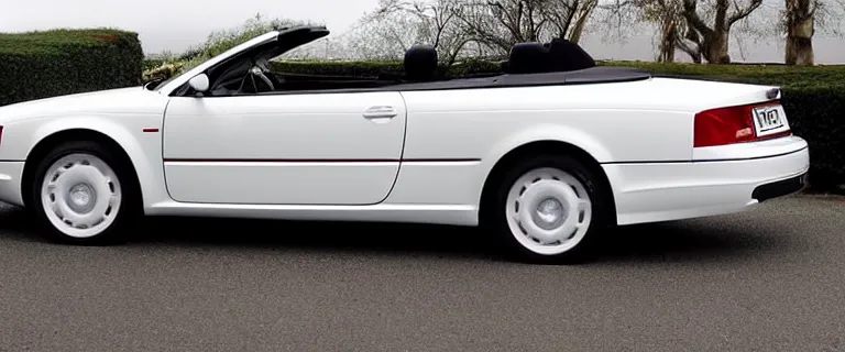 Image similar to Casablanca White Audi A4 B6 Avant Convertible (2002), red soft top roof raised, red interior, created by Barclay Shaw