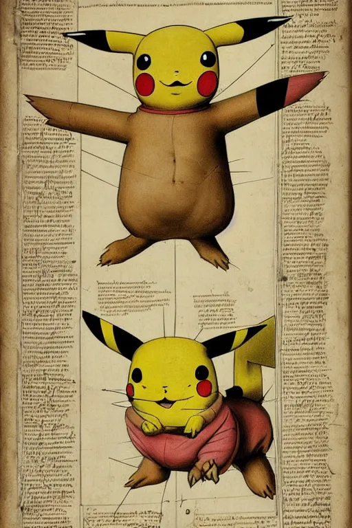 Image similar to 1 7 th century anatomy poster of pikachu, detailed, intricate, elegant, realistic,