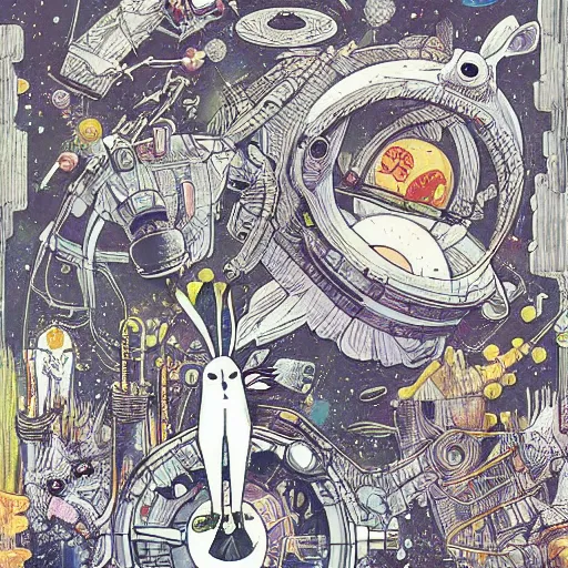 Image similar to A lost sci-fi rabbit, space rabbit, interstellar black hole, by James Jean And WLOPPRO