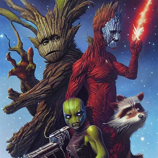 Prompt: Guardians of the Galaxy by Gerald Brom