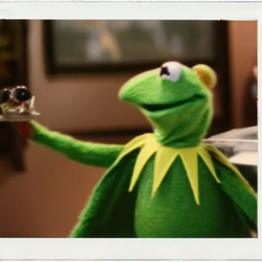 Image similar to polaroid shot of kermit the frog in the movie the mechanic