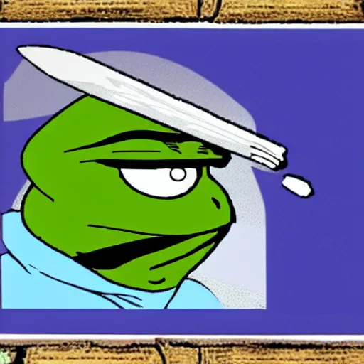 Image similar to suspicious pepe with spoons