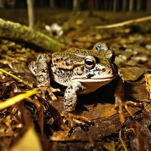 Image similar to photo of American Toad birthday party in the woods at night