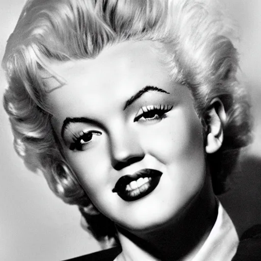 Image similar to a person who is a genetic combination of elvis presley and marilyn monroe, face and upper - body focus, detailed eyes, androgynous, photograph taken in 1 9 5 5, award winning photograph