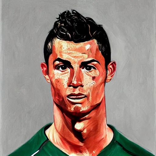 Image similar to portrait of cristiano ronaldo, painting by paula rego, high detail, high resolution