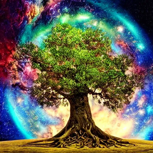 Prompt: a hyper-detailed photo of tree of life in galaxy